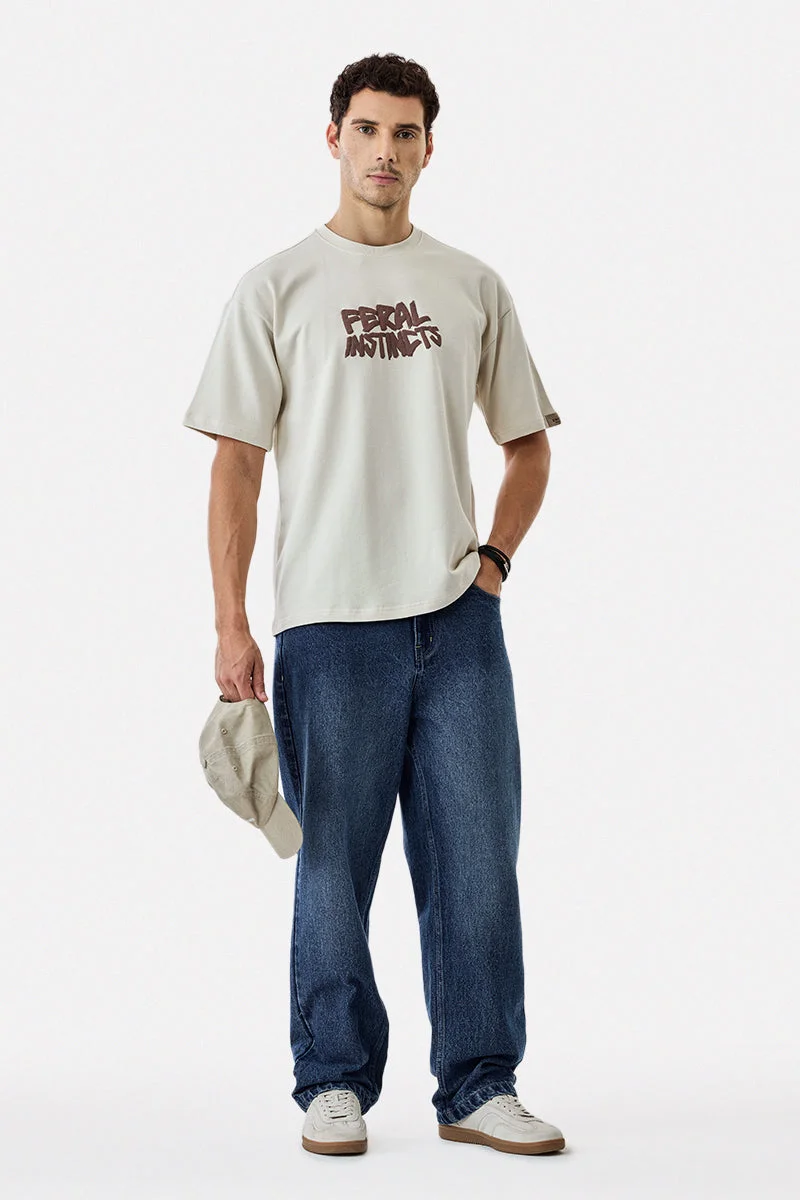 سنيتش Feral Instincts Digital Puff Print Oversized T-Shirt